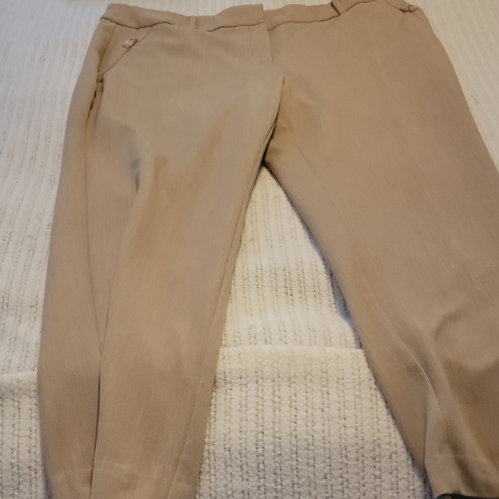 Anne Klein Tan Classic Straight-Leg Trousers